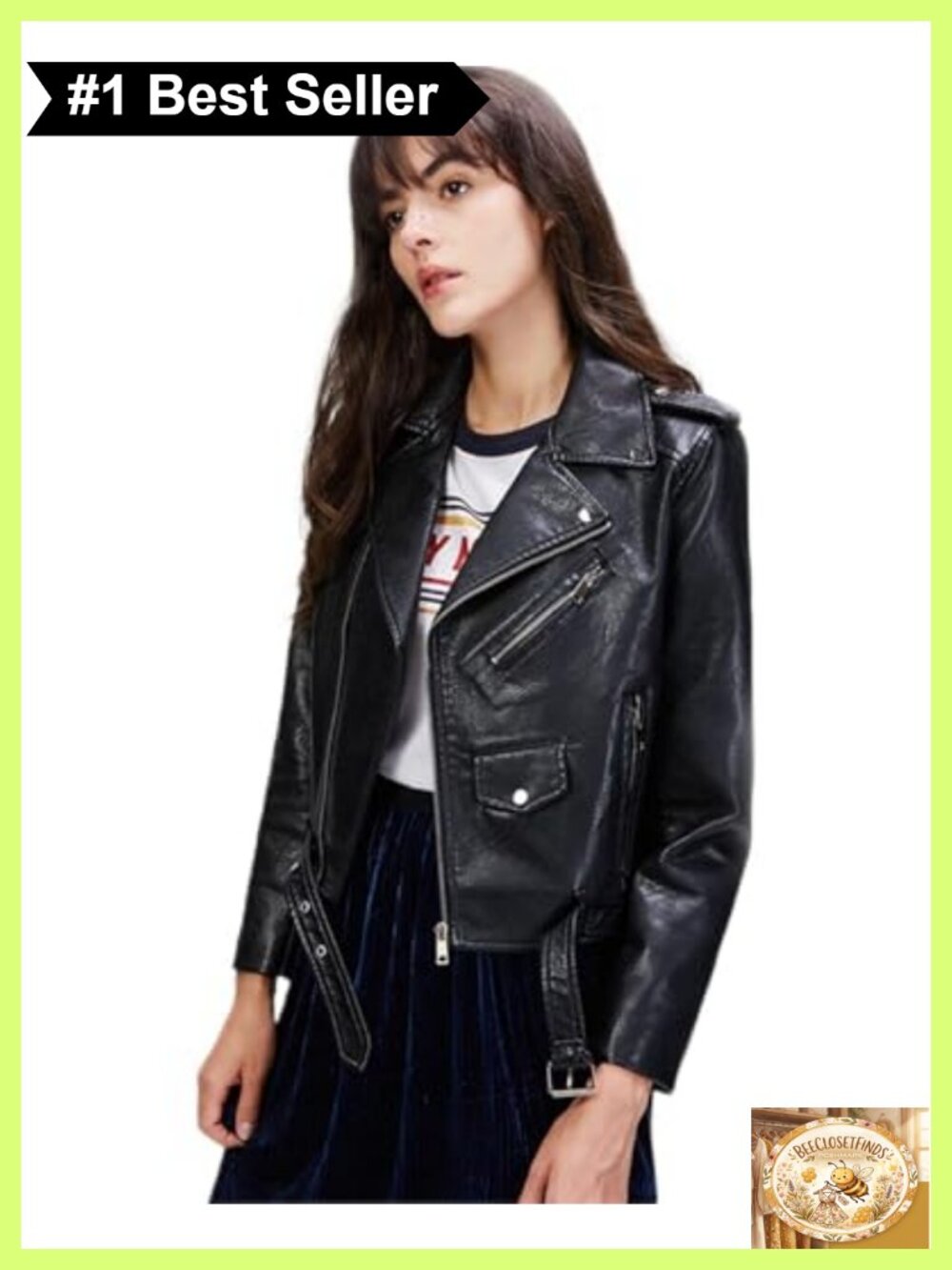 Faux Leather Motorcycle Jacket PU Slim Short Biker Coat